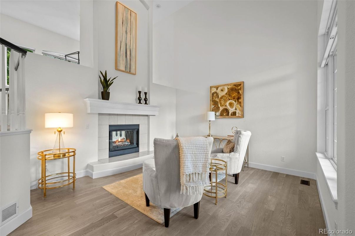 Dining room, Fireplace, Interior, Wood Texture Flooring