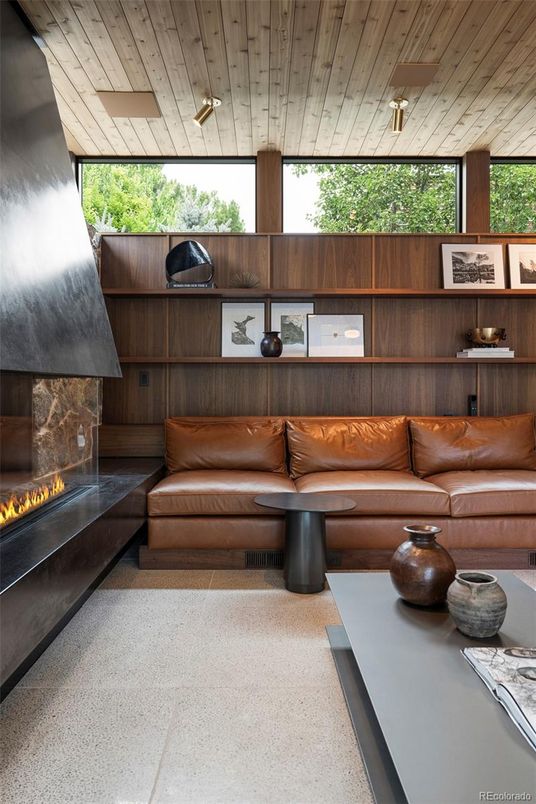 Fireplace, Interior, Living room, Wooden Ceilings, Wooden Walls