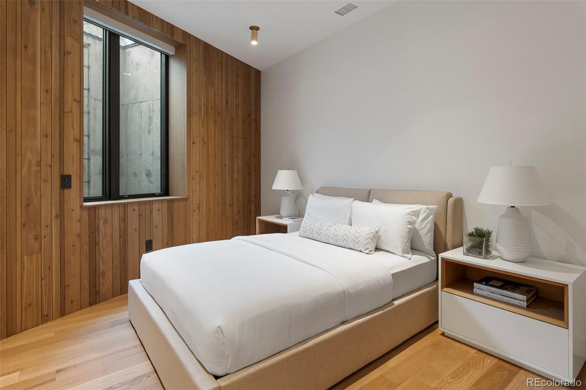 Bedroom, Interior, Wood Texture Flooring, Wooden Walls