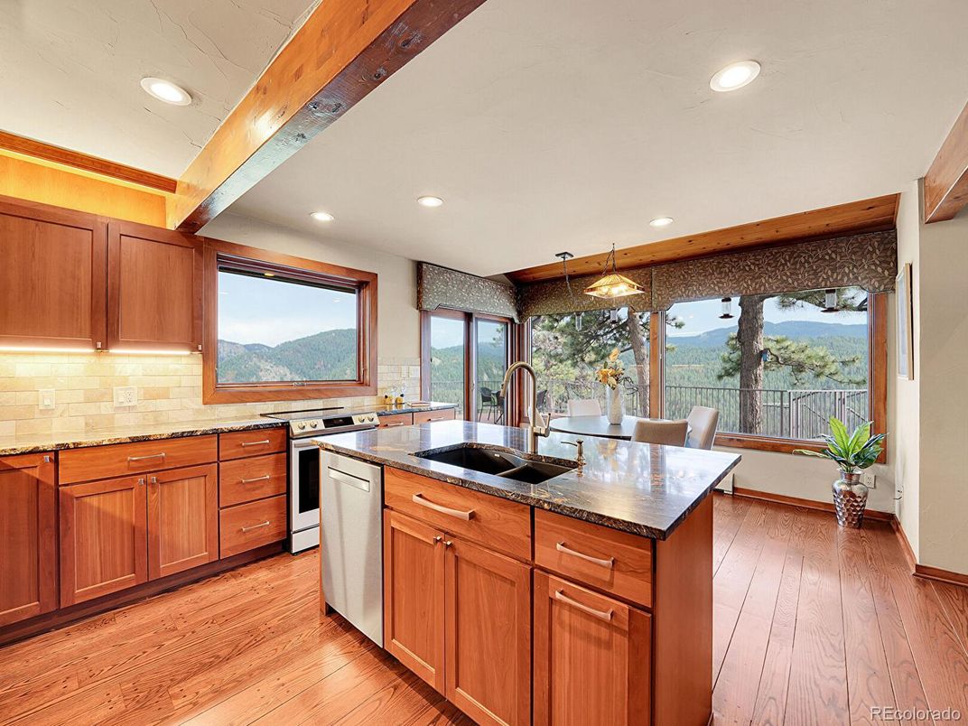 Interior, Kitchen, Pendant Lights, Recessed Lighting, Wood Texture Flooring
