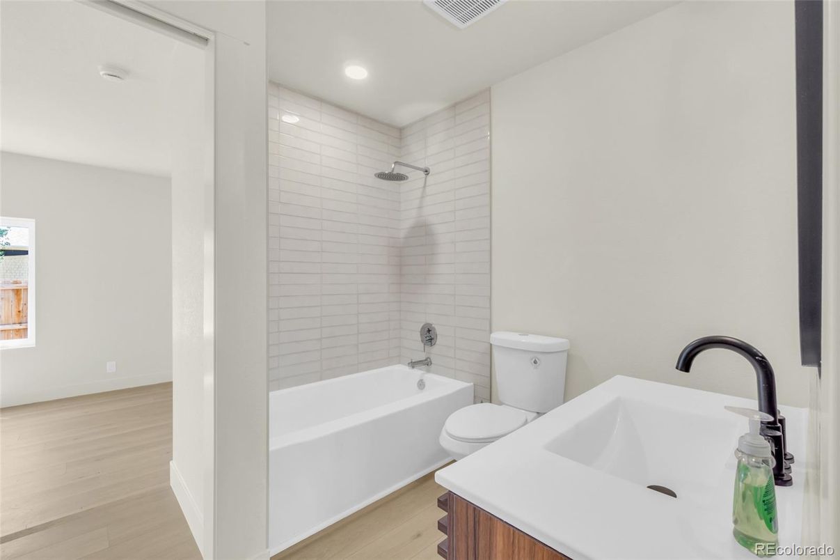 Bathroom, Interior, Recessed Lighting, Wood Texture Flooring