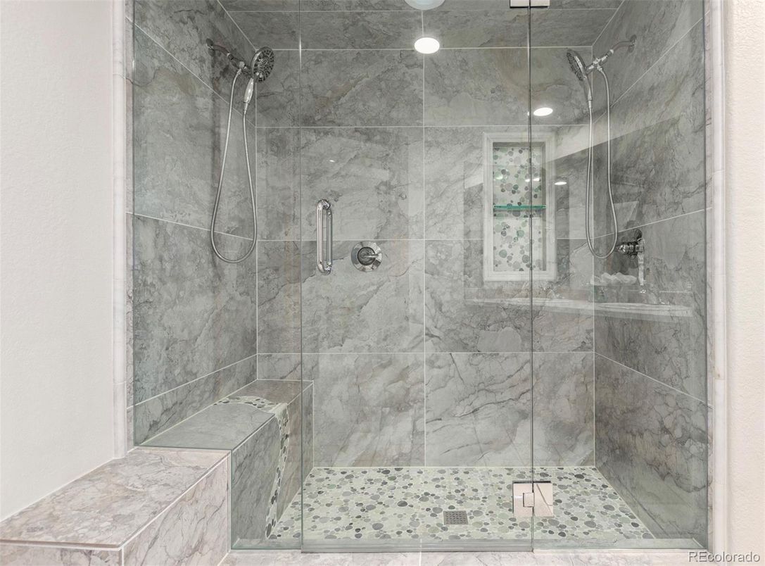 Bathroom, Glass Shower, Interior, Marble Walls