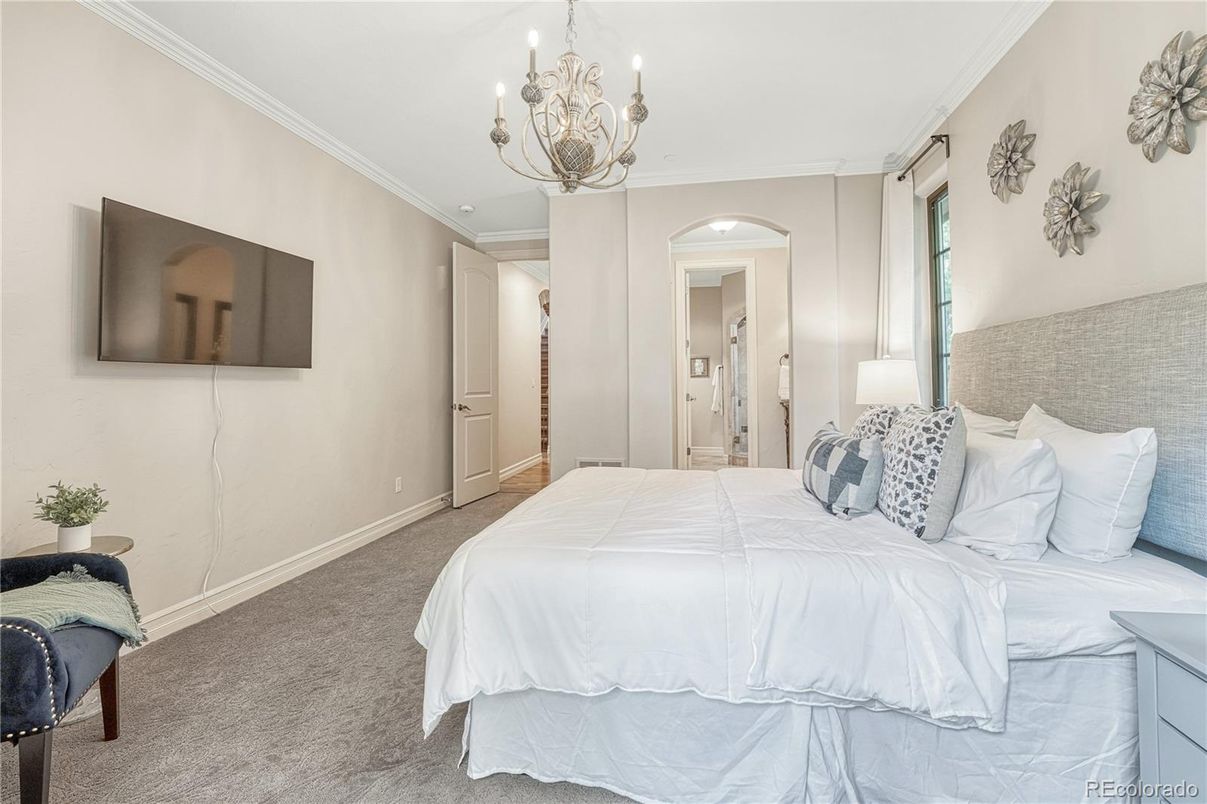 Bedroom, Chandelier, Interior
