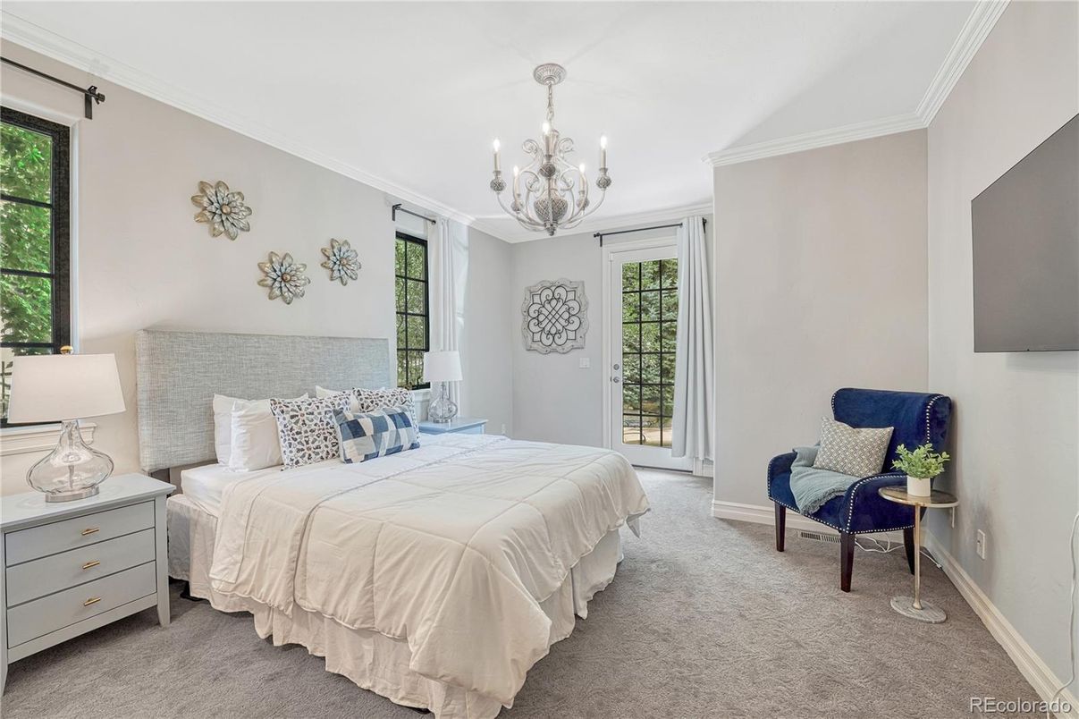 Bedroom, Chandelier, Interior