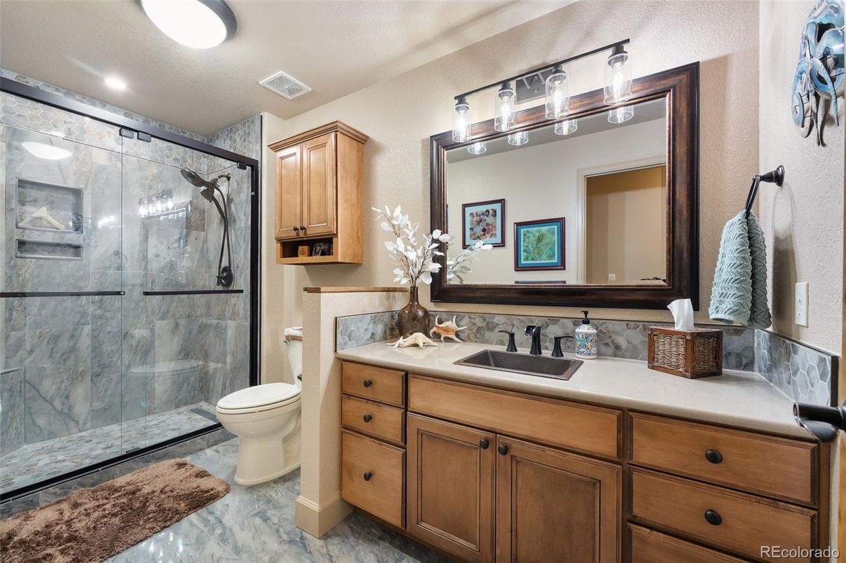 Bathroom, Glass Shower, Interior, Recessed Lighting