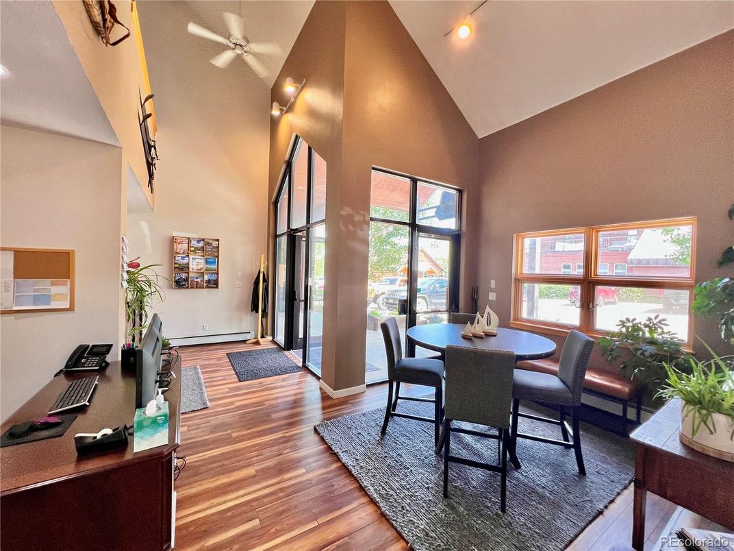 Dining room, Interior, Recessed Lighting, Wood Texture Flooring