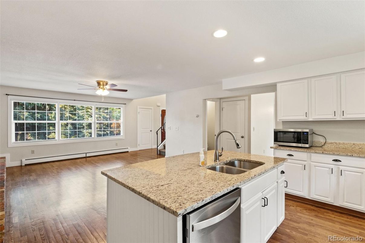 Interior, Kitchen, Recessed Lighting, Wood Texture Flooring