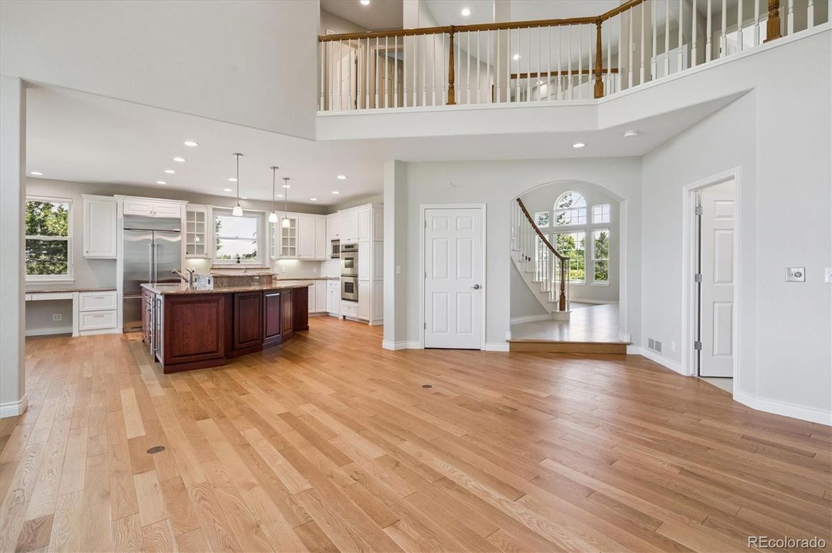 Interior, Kitchen, Pendant Lights, Recessed Lighting, Wood Texture Flooring