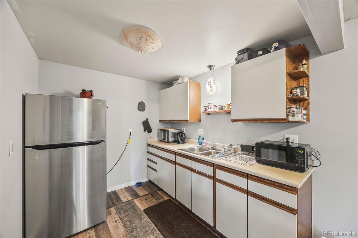 Interior, Kitchen, Stainless Steel Appliances, Wood Texture Flooring