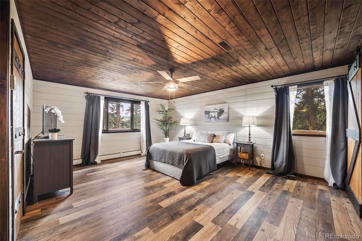 Bedroom, Interior, Wooden Ceilings, Wood Texture Flooring