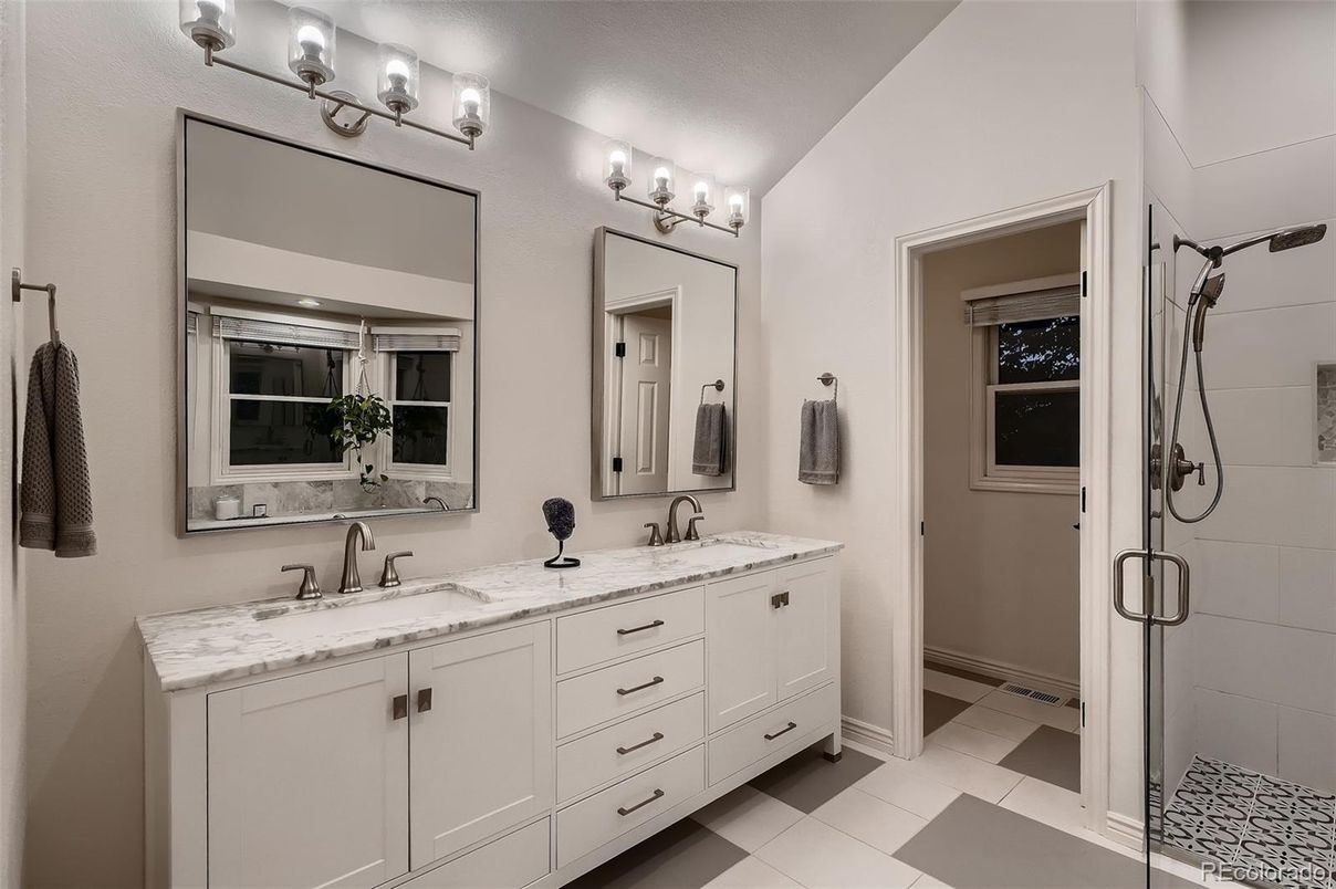 Bathroom, Dual Sink Vanities, Glass Shower, Interior