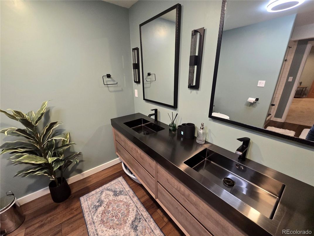 Bathroom, Dual Sink Vanities, Interior, Wood Texture Flooring