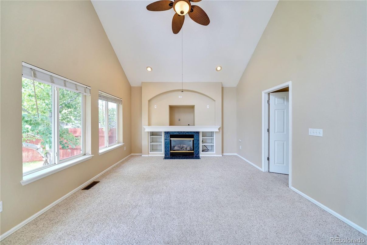 Empty room, Fireplace, Interior, Recessed Lighting
