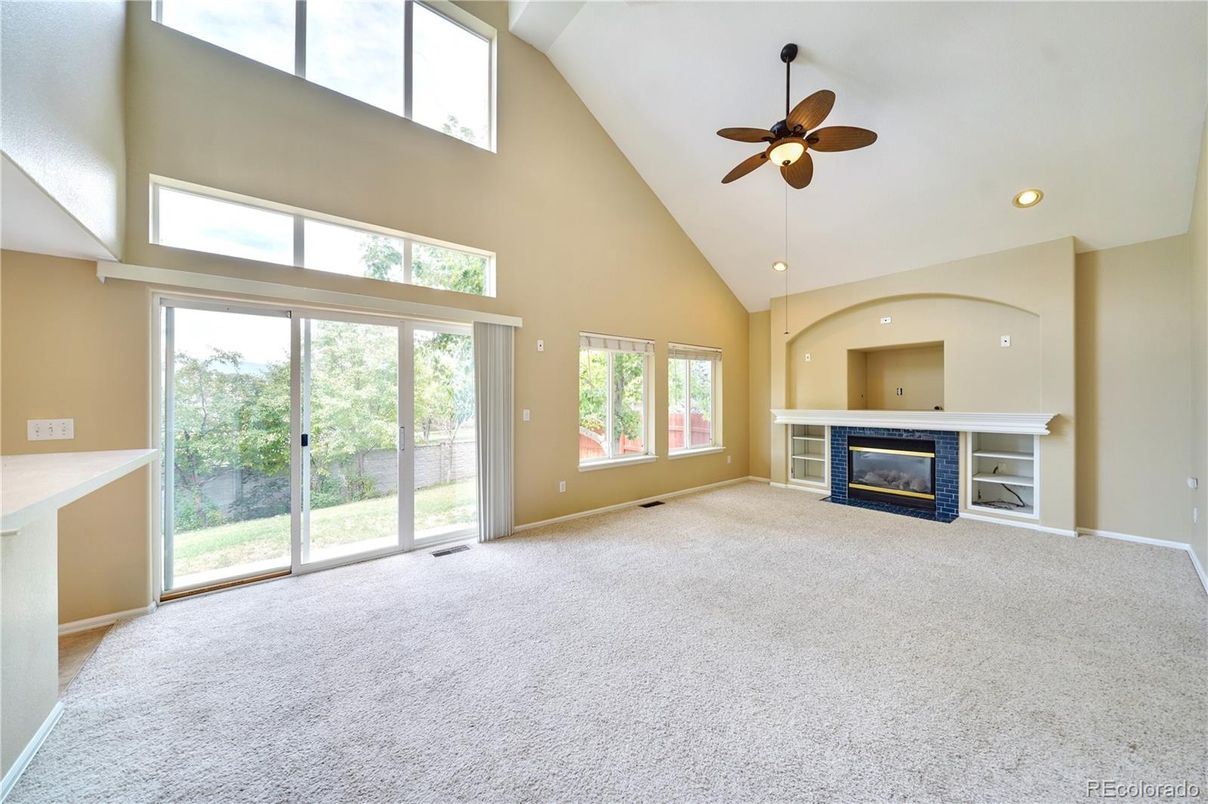Empty room, Fireplace, Interior, Recessed Lighting