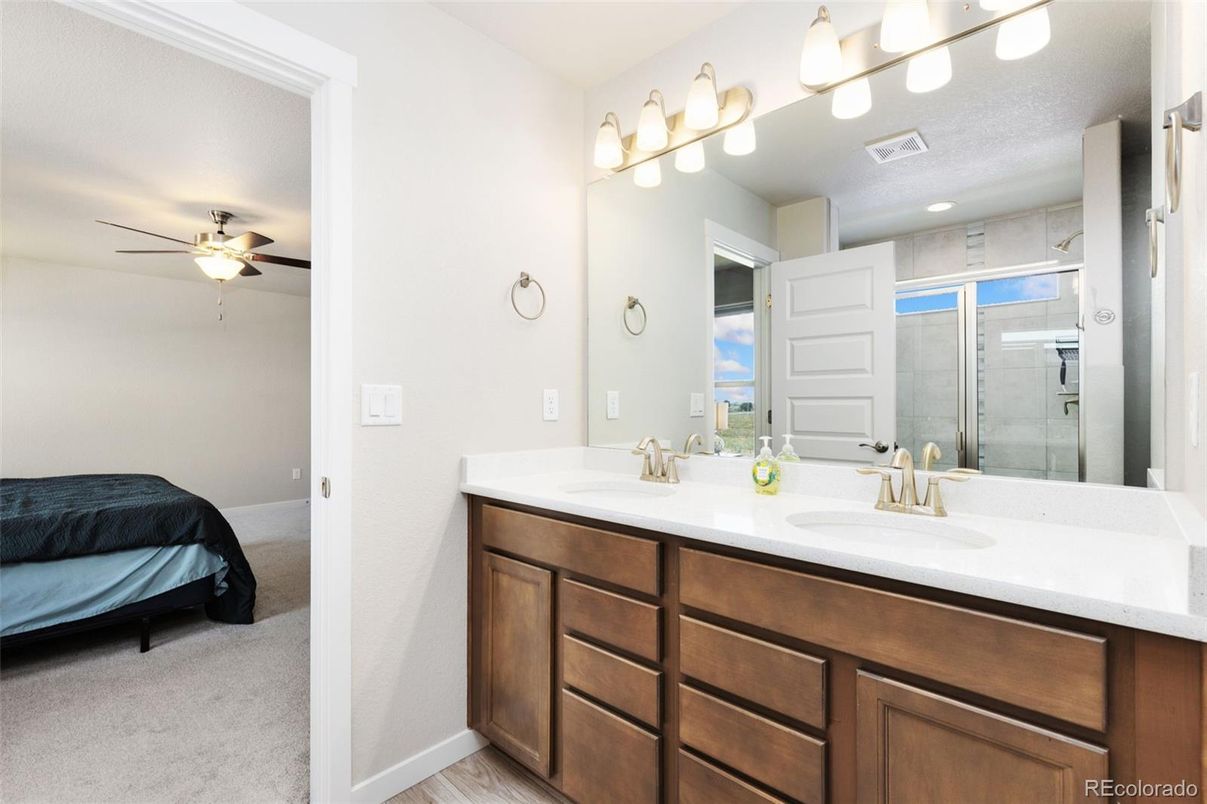 Bathroom, Dual Sink Vanities, Glass Shower, Interior, Recessed Lighting