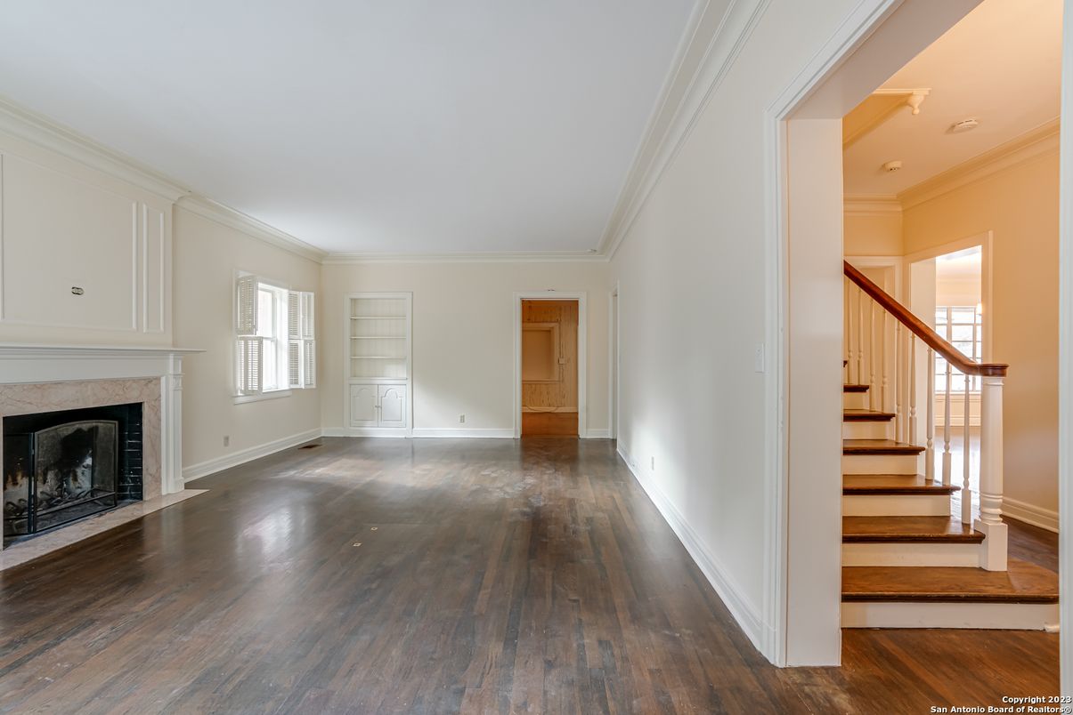Empty room, Fireplace, Interior, Wood Texture Flooring