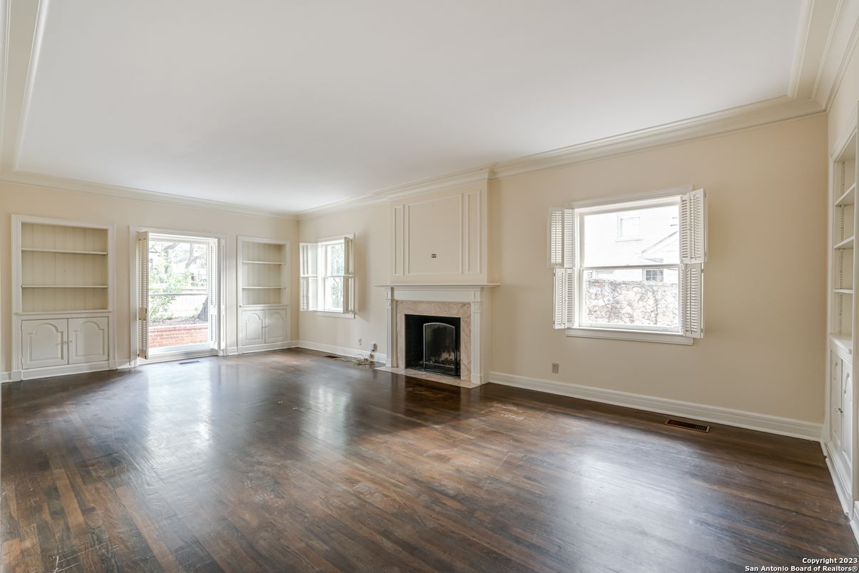 Empty room, Fireplace, Interior, Wood Texture Flooring
