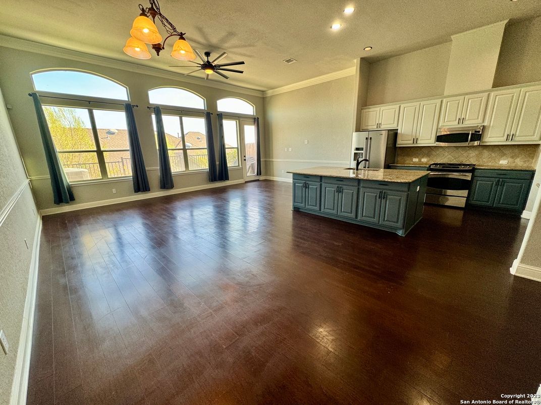 Interior, Kitchen, Recessed Lighting, Wood Texture Flooring