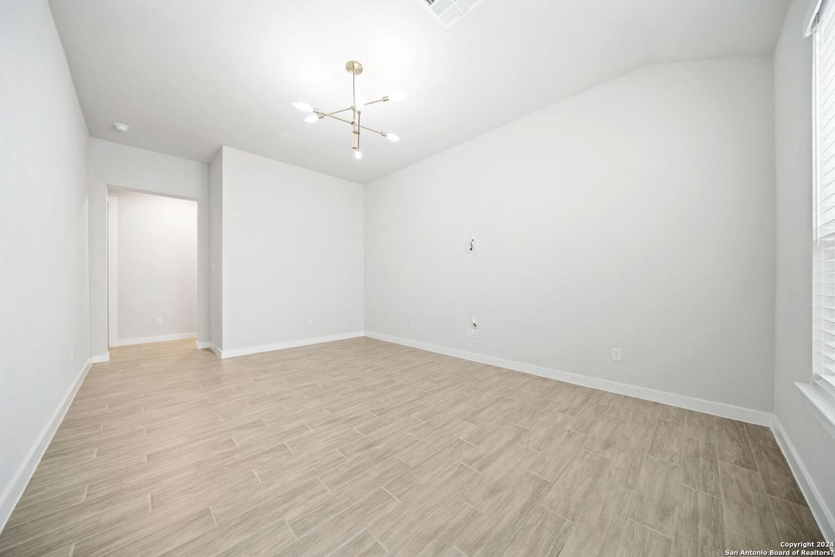 Empty room, Interior, Pendant Lights, Wood Texture Flooring