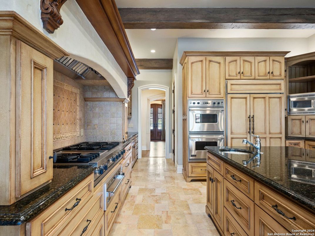 Interior, Kitchen, Recessed Lighting, Stainless Steel Appliances, Wooden Beams