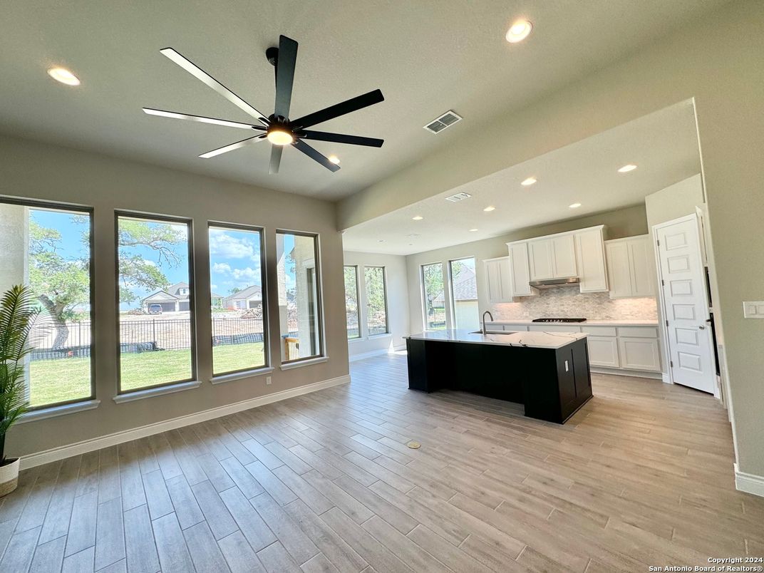 Interior, Kitchen, Recessed Lighting, Wood Texture Flooring