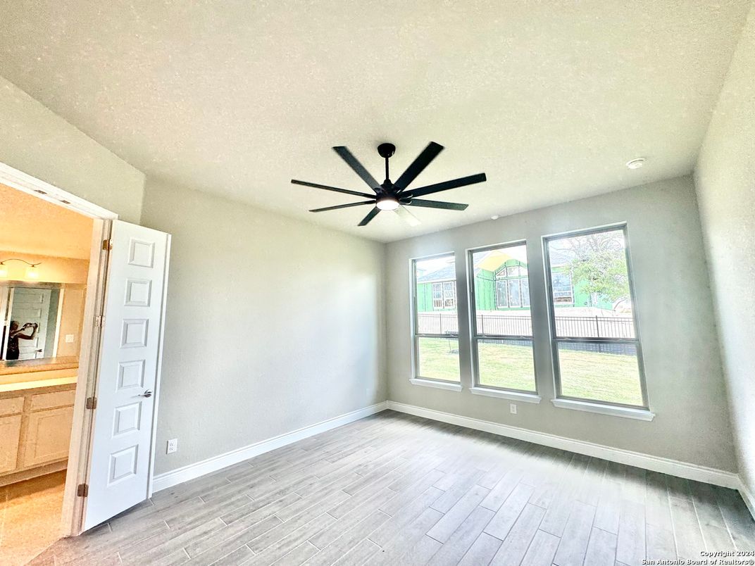 Bathroom, Empty room, Interior, Recessed Lighting, Wood Texture Flooring