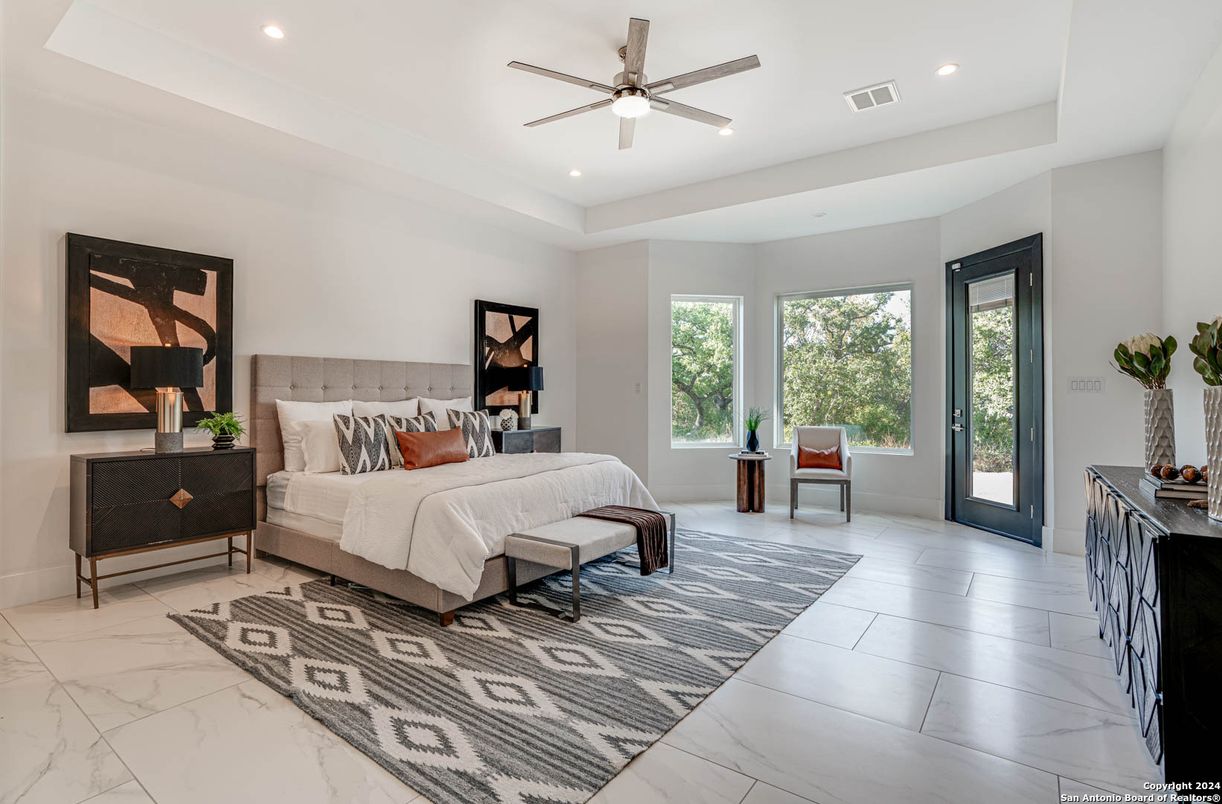 Bedroom, Interior, Marble, Recessed Lighting