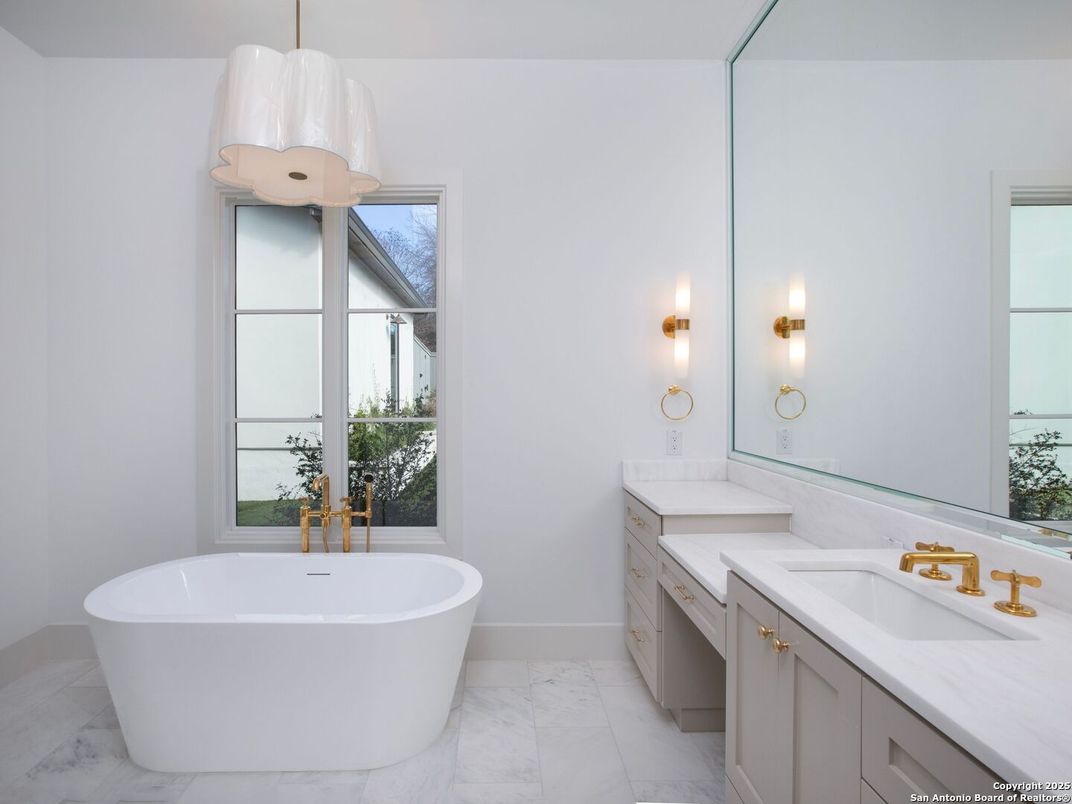 Bathroom, Dual Sink Vanities, Free Standing Baths, Interior, Marble