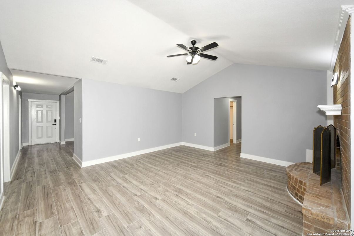 Empty room, Fireplace, Interior, Wood Texture Flooring