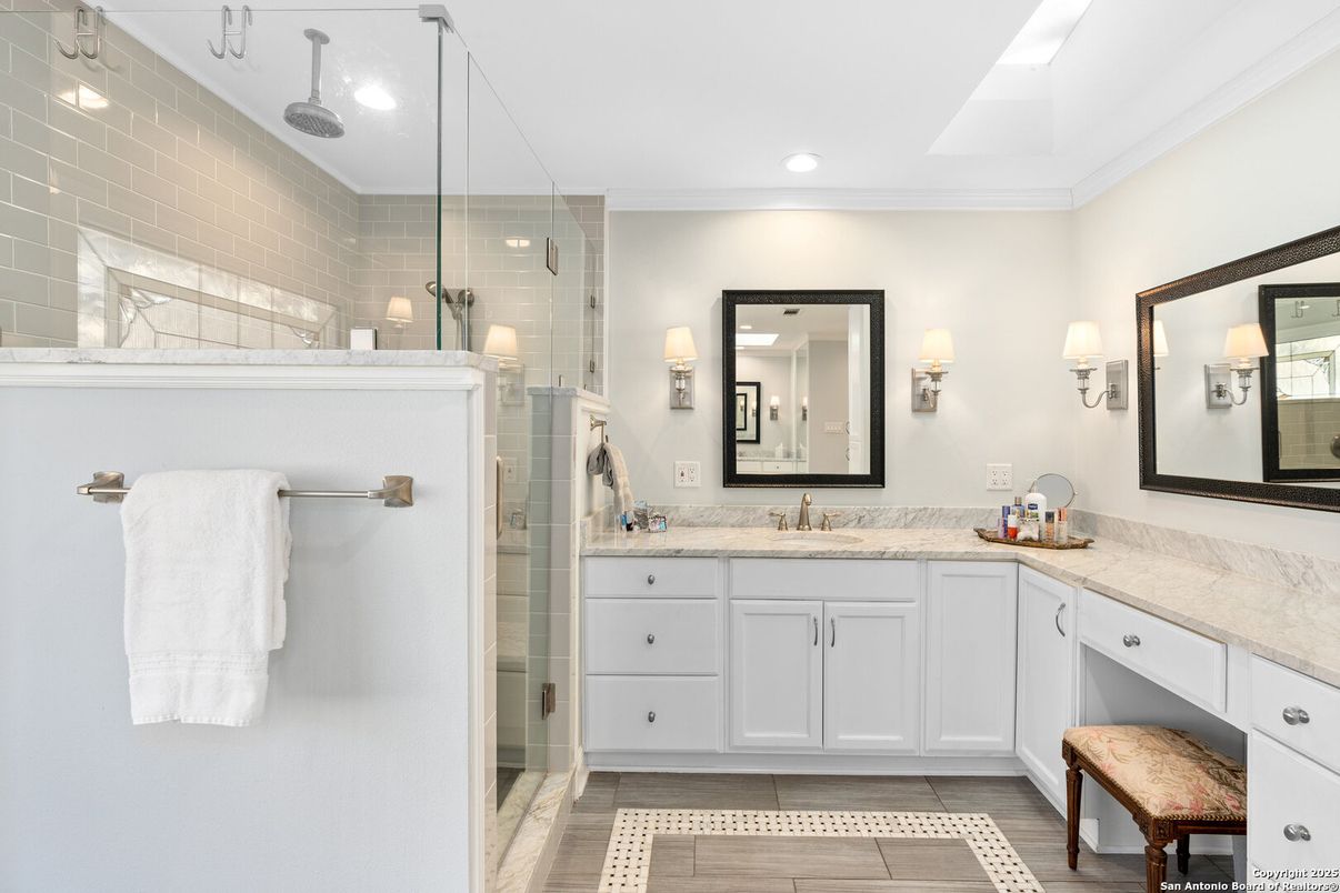 Bathroom, Glass Shower, Interior, Recessed Lighting