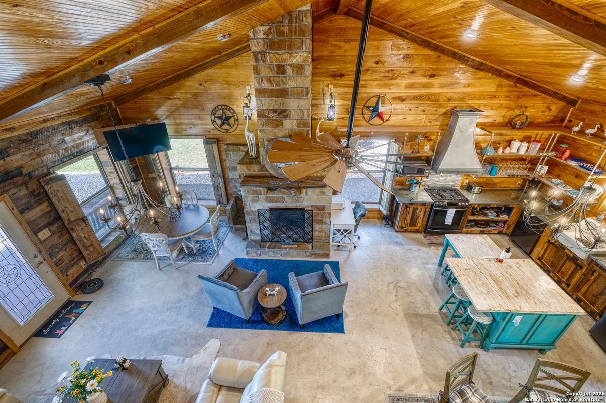 Dining room, Fireplace, Interior, Living room, Stone Walls, Wooden Beams, Wooden Ceilings, Wooden Walls