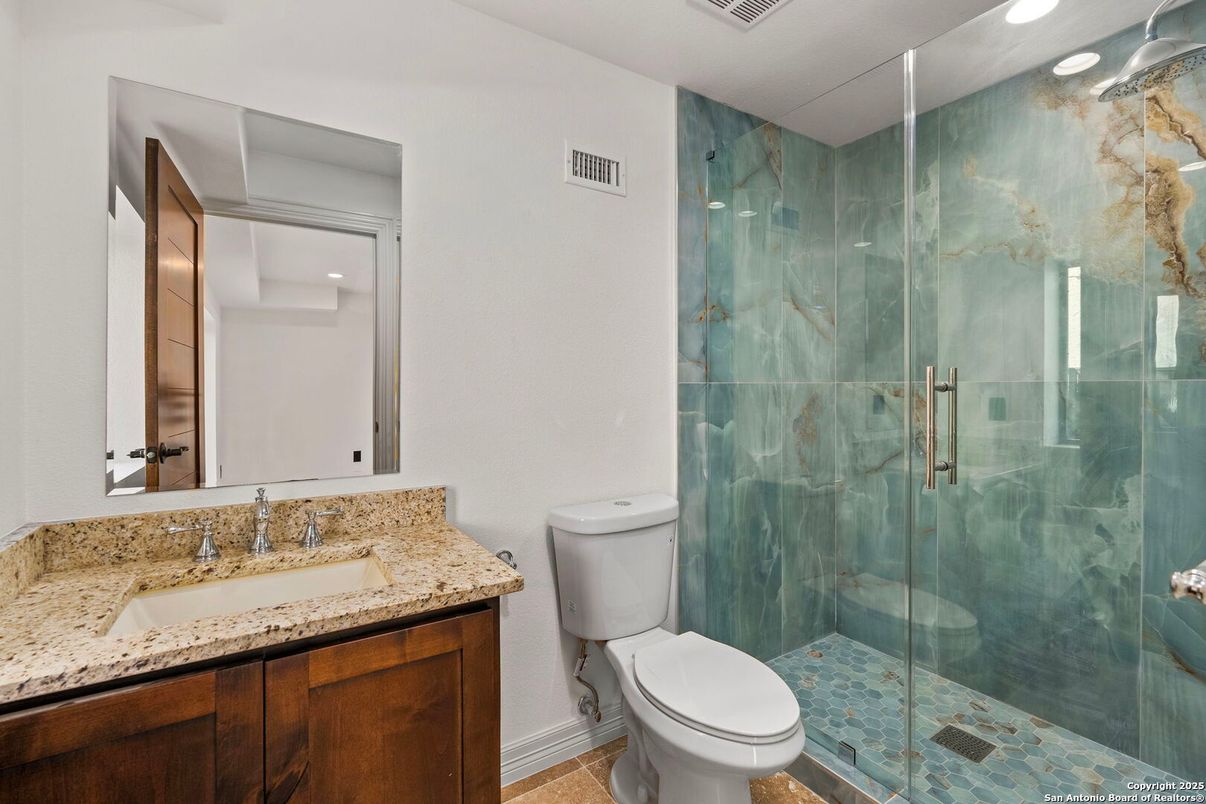 Bathroom, Glass Shower, Interior, Recessed Lighting