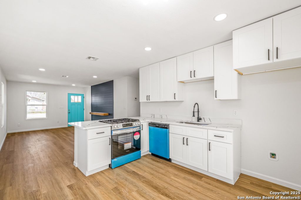 Interior, Kitchen, Recessed Lighting, Wood Texture Flooring