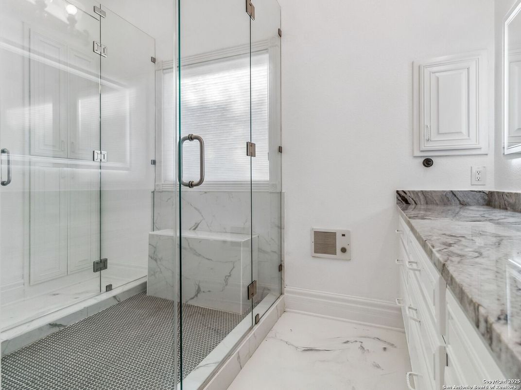 Bathroom, Glass Shower, Interior, Marble, Marble Walls