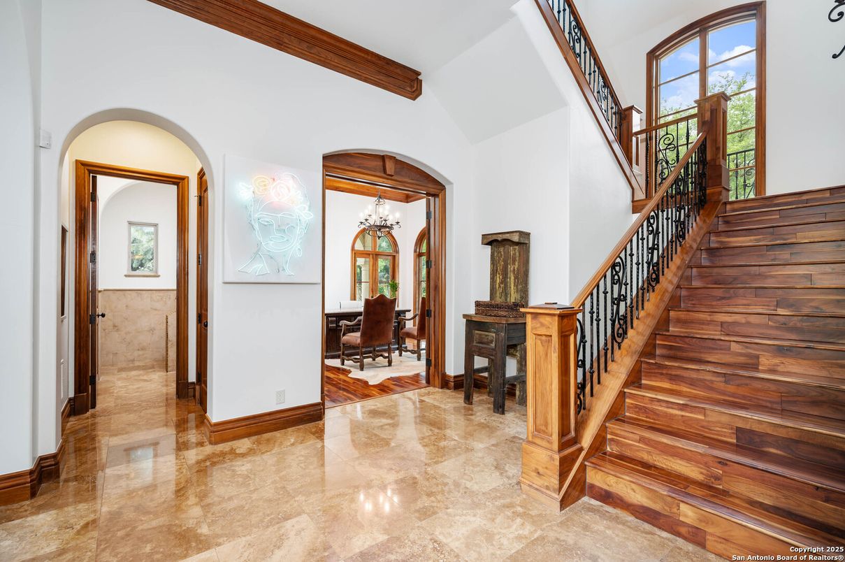 Chandelier, Dining room, Interior, Wooden Beams
