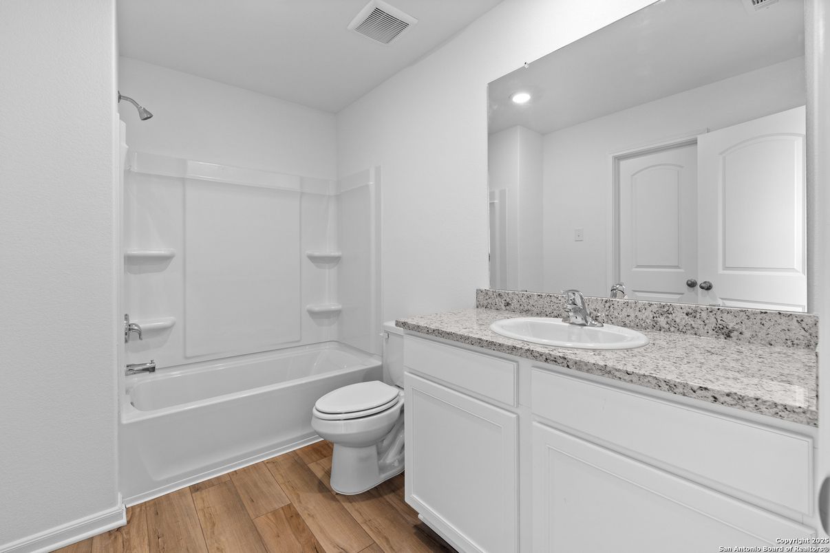 Bathroom, Interior, Recessed Lighting, Wood Texture Flooring