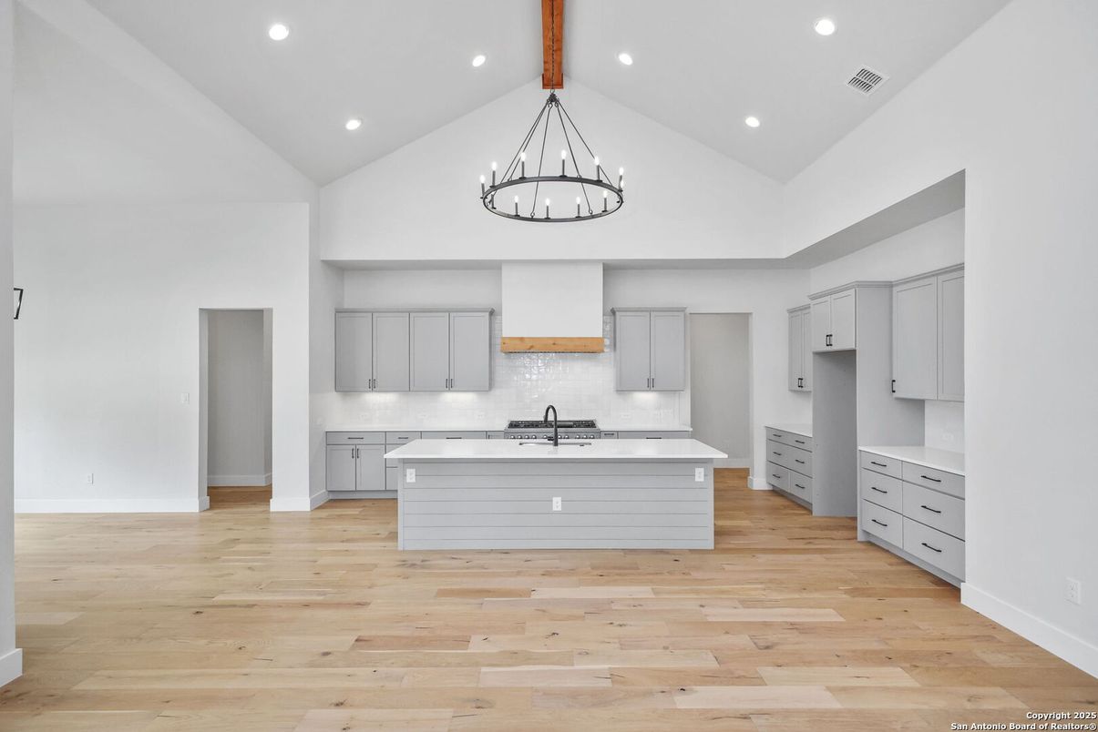 Interior, Kitchen, Recessed Lighting, Wooden Beams, Wood Texture Flooring