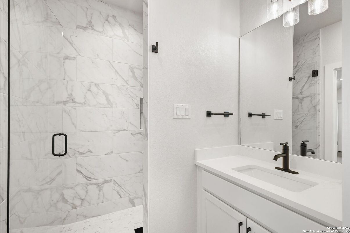 Bathroom, Glass Shower, Interior, Marble Walls