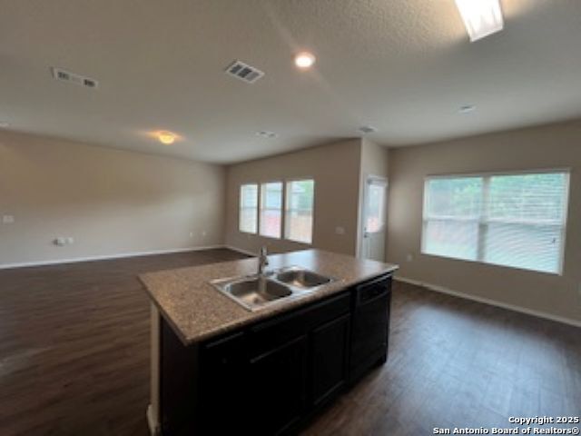 Empty room, Interior, Kitchen, Recessed Lighting, Wood Texture Flooring