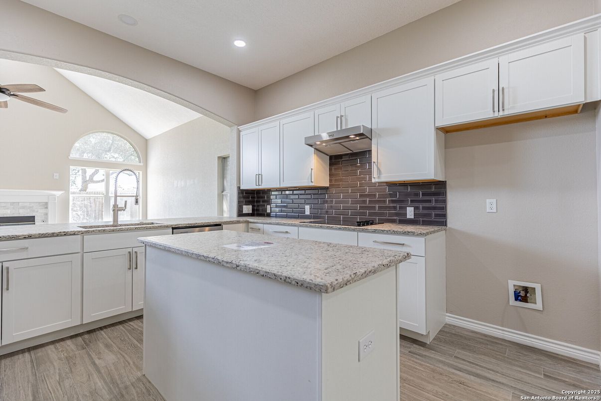 Interior, Kitchen, Recessed Lighting, Wood Texture Flooring