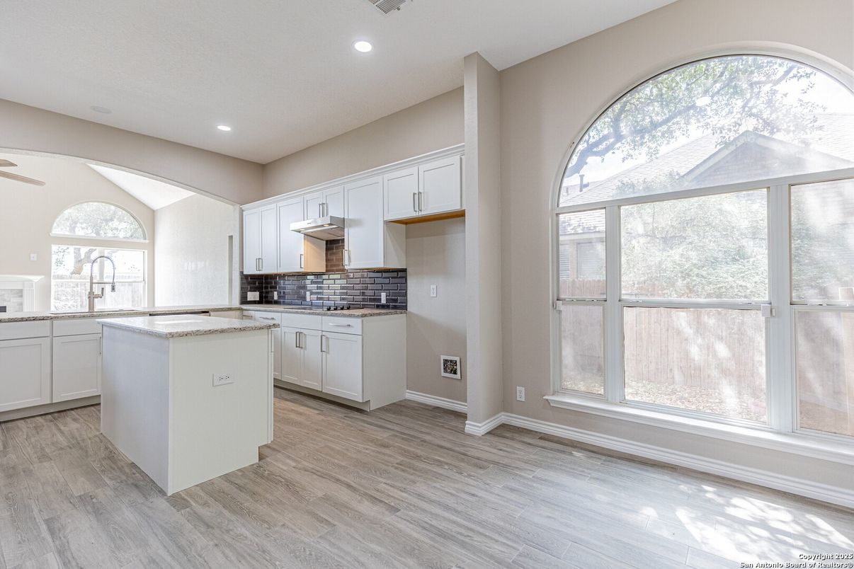 Interior, Kitchen, Recessed Lighting, Wood Texture Flooring