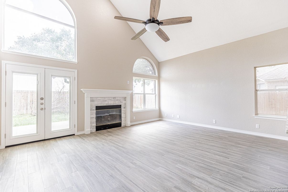 Empty room, Fireplace, Interior, Wood Texture Flooring