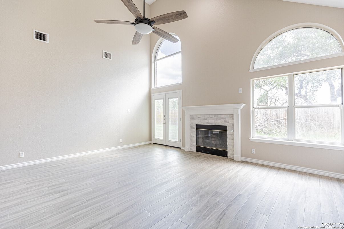 Empty room, Fireplace, Interior, Wood Texture Flooring