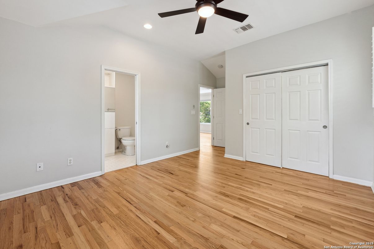 Bathroom, Empty room, Interior, Recessed Lighting, Wood Texture Flooring