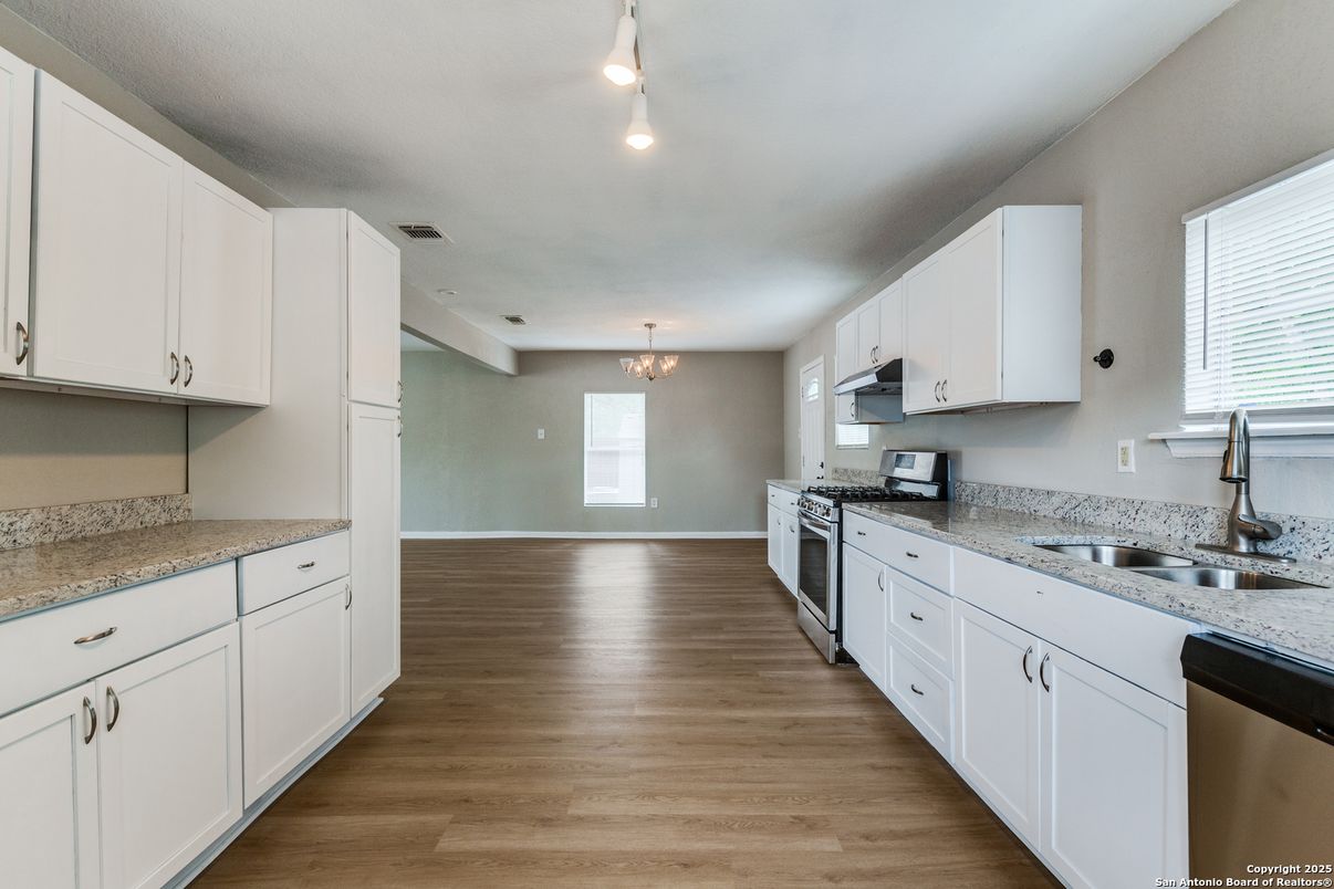 Chandelier, Interior, Kitchen, Pendant Lights, Wood Texture Flooring