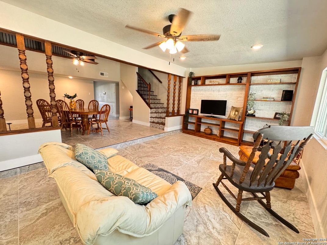 Dining room, Interior, Recessed Lighting, Stone Walls