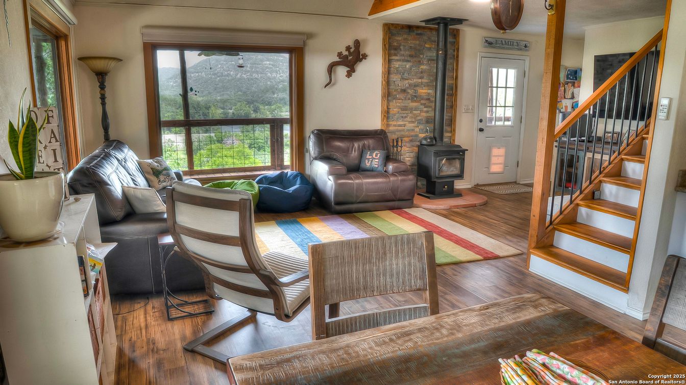 Interior, Living room, Stone Walls, Wood Texture Flooring