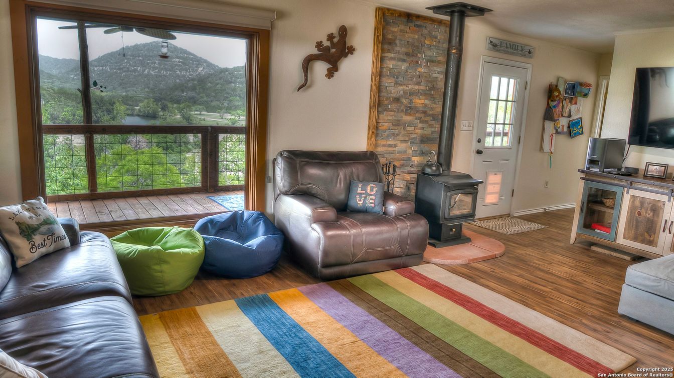Fireplace, Interior, Living room, Stone Walls, Wood Texture Flooring