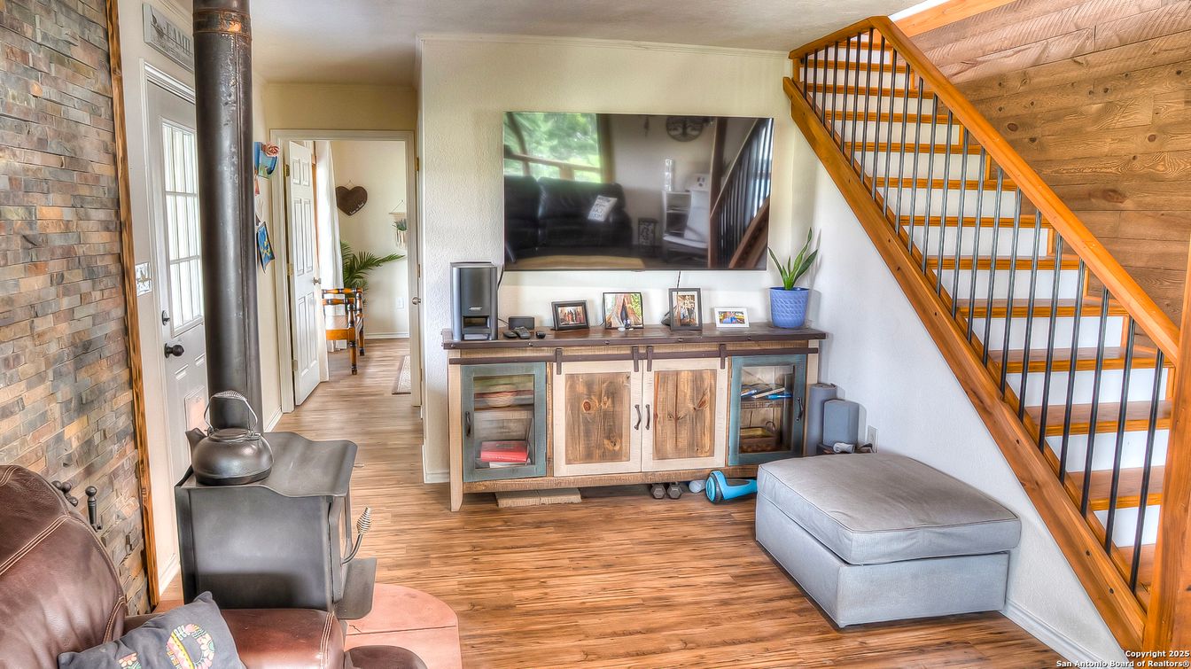 Interior, Stone Walls, Wood Texture Flooring