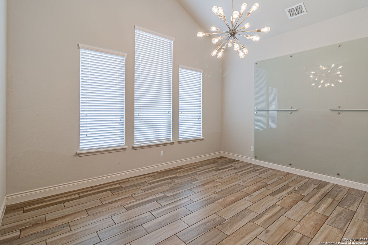 Empty room, Interior, Pendant Lights, Wood Texture Flooring